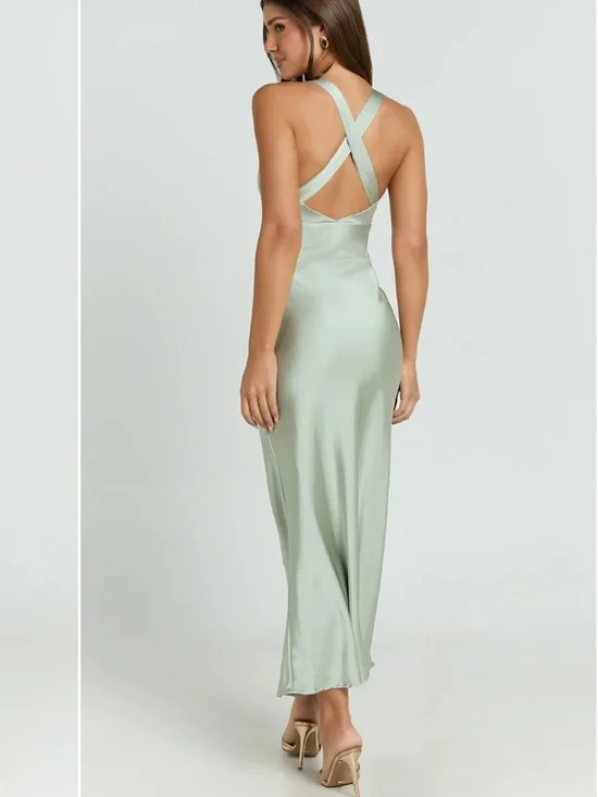 NWT SHOWPO SAGE DEEP V NECK SATIN SLIP DRESS - Picture 2 of 10